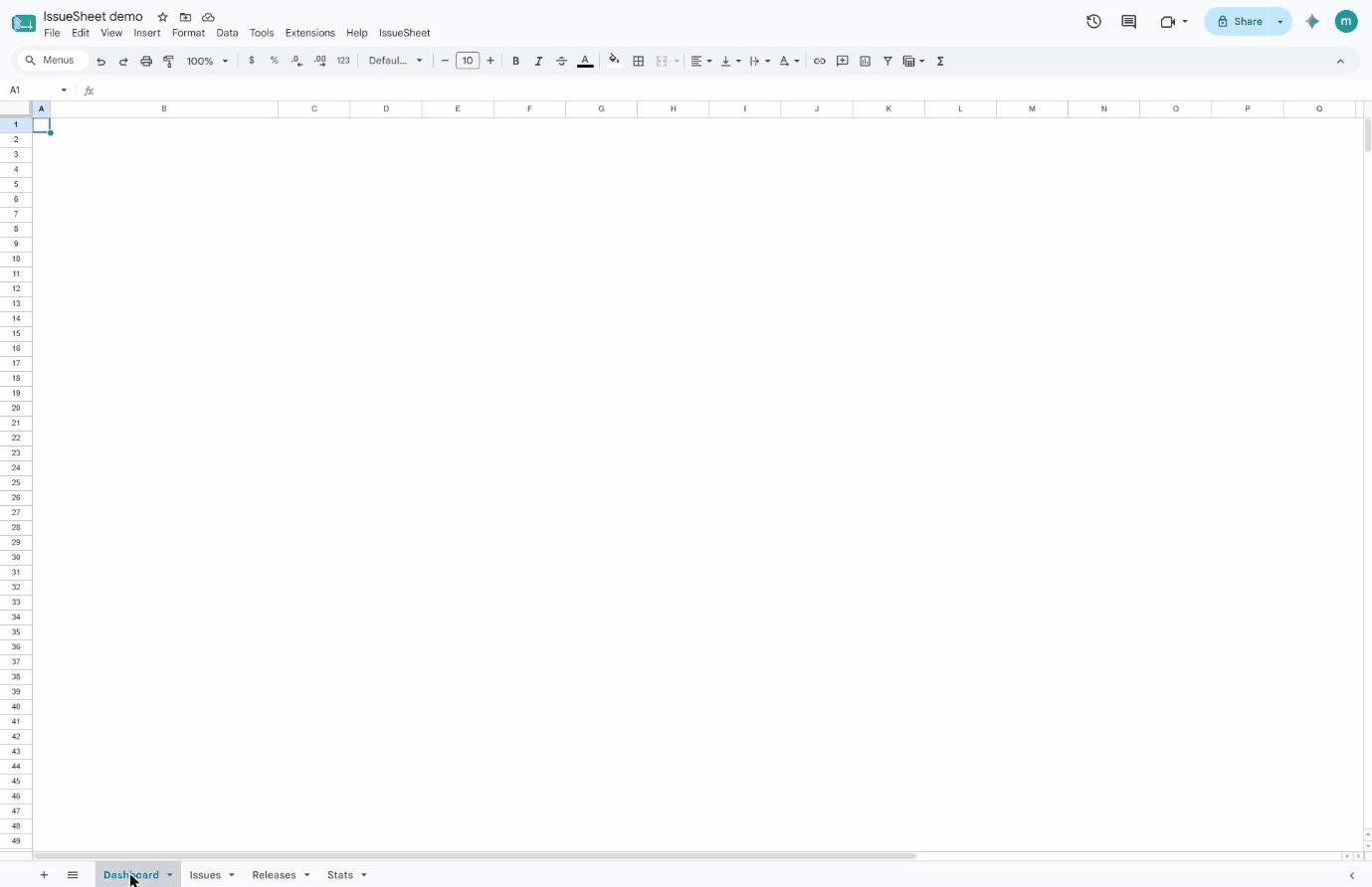 IssueSheet pulling Sentry issues and releases into a Google Sheet on a schedule
